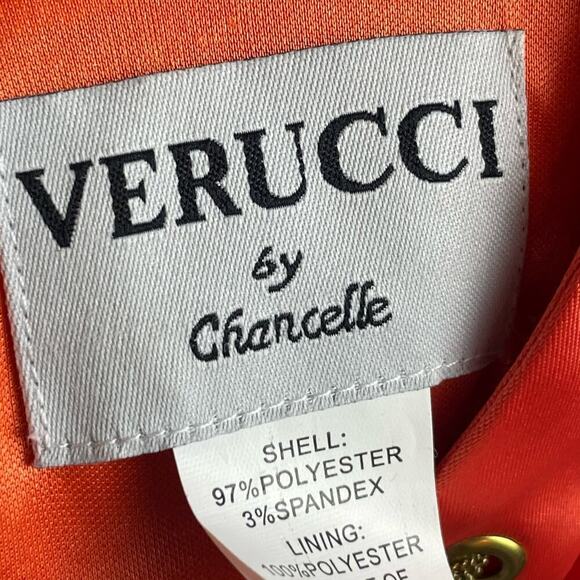 Verucci by Chancelle Orange Satin Shift Dress Size 14 Asymmetrical Neckline - Picture 6 of 7